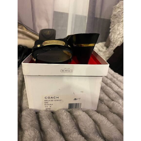 Coach abella slides/shoes/heels sz 10 black/gold - Picture 5 of 9